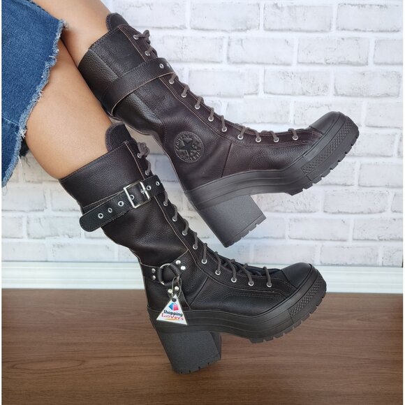 ⭐Chuck 70 De Luxe Heel XXHi Platform Buckles Heels Sz 5 Mens Boots Brown A15659C - Picture 1 of 7